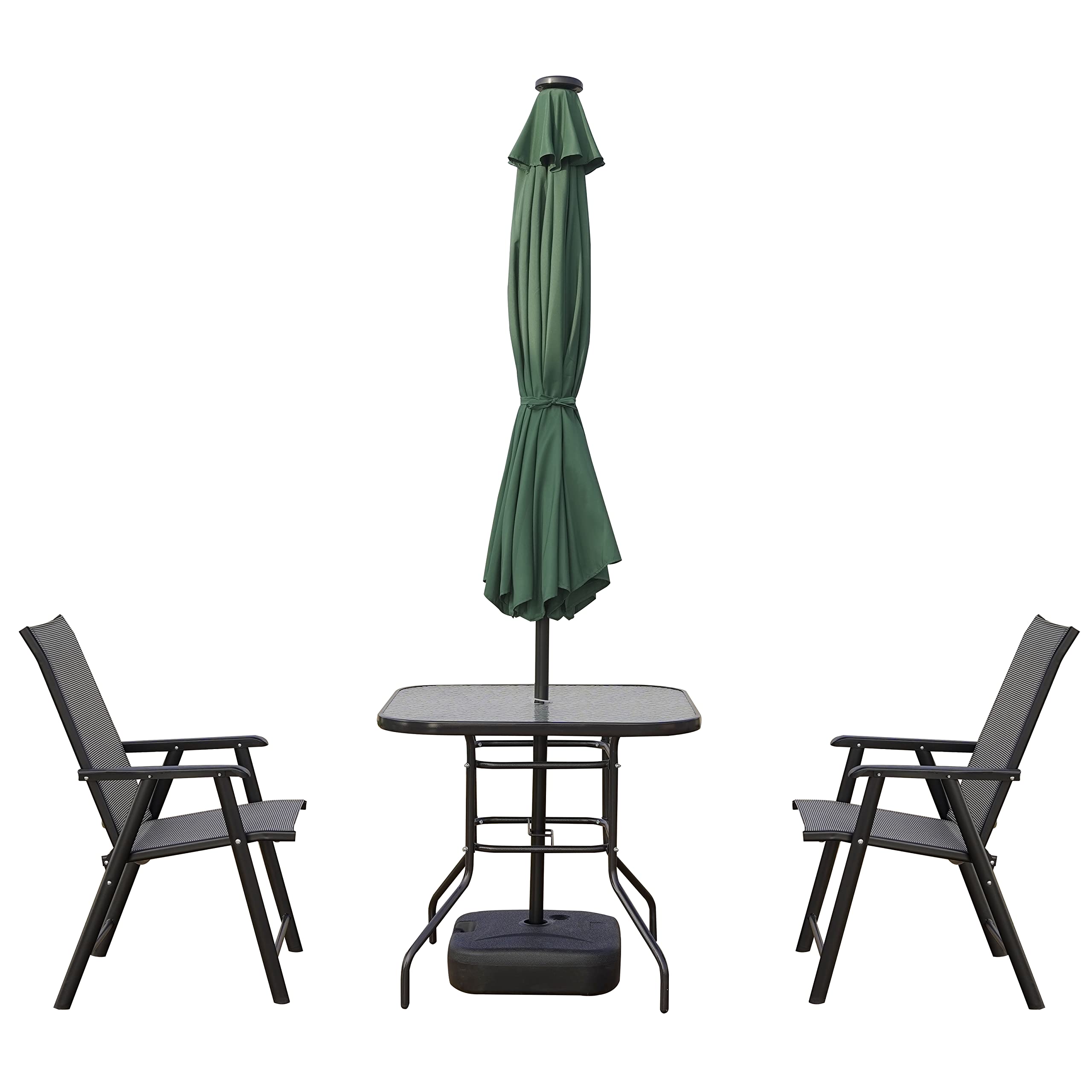 LeisureMod Sierra 9-Foot Outdoor Patio Umbrella with Crank & Tilt Mechanism and Solar LED Lights - Perfect for Backyard, Poolside, and Restaurant Outdoor Dining