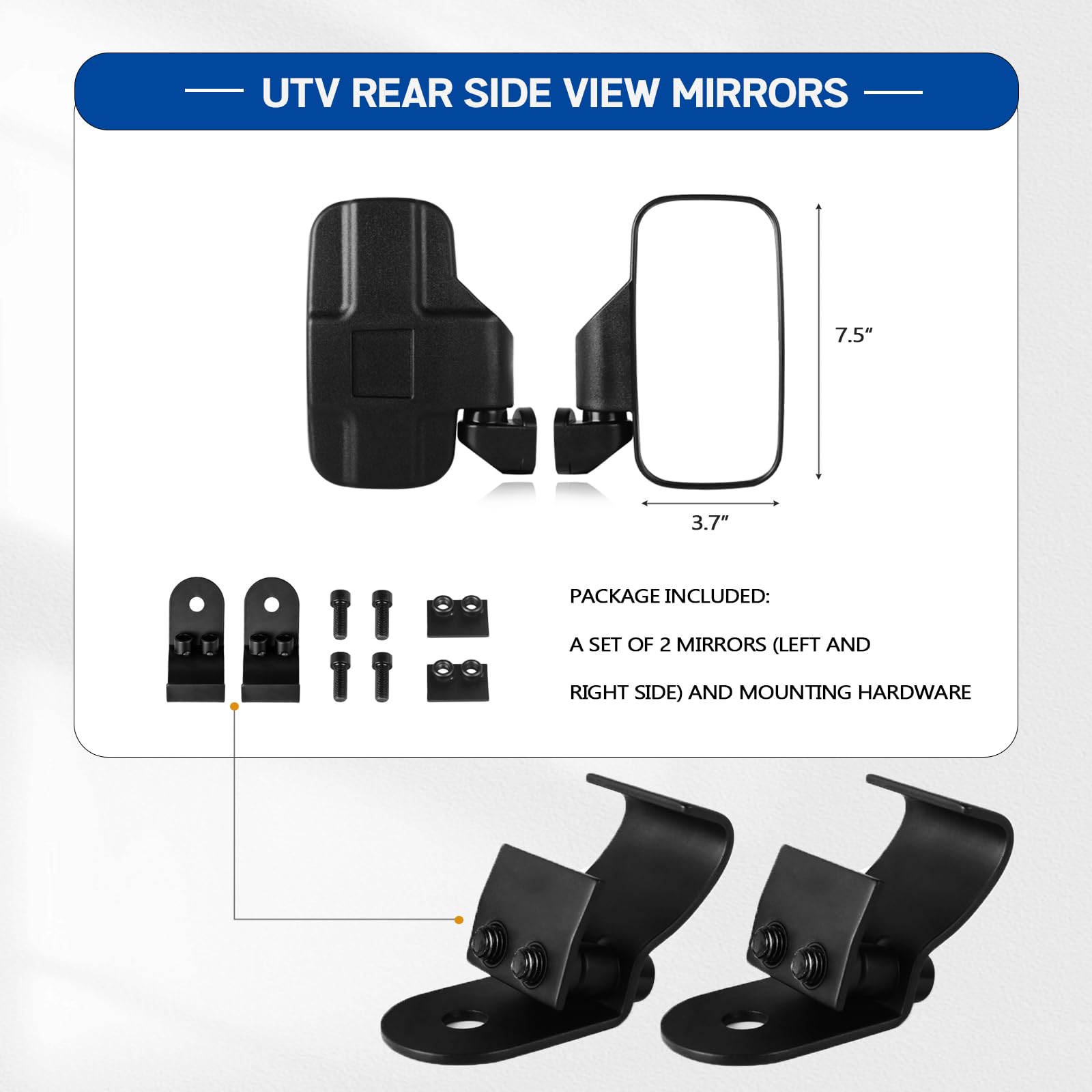 UTV Rear Side View Mirrors for 2015+ Polaris Ranger 570 900 XP 1000 & Can-Am Defender - Breakaway Design, Pro-Fit Cage Compatible (Driver & Passenger Side) - Perfect for Off-Roading, Hunting & Farm Work