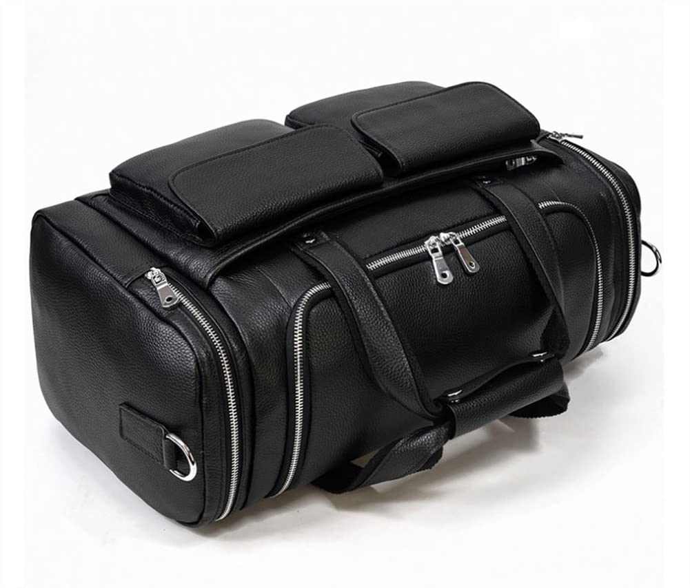 **Premium Waterproof Leather Travel Duffel Bag for Men - Large Gym & Overnight Duffle Bag with Carry Handle - Ideal for Business Trips, Workouts & Weekend Getaways (Black)**