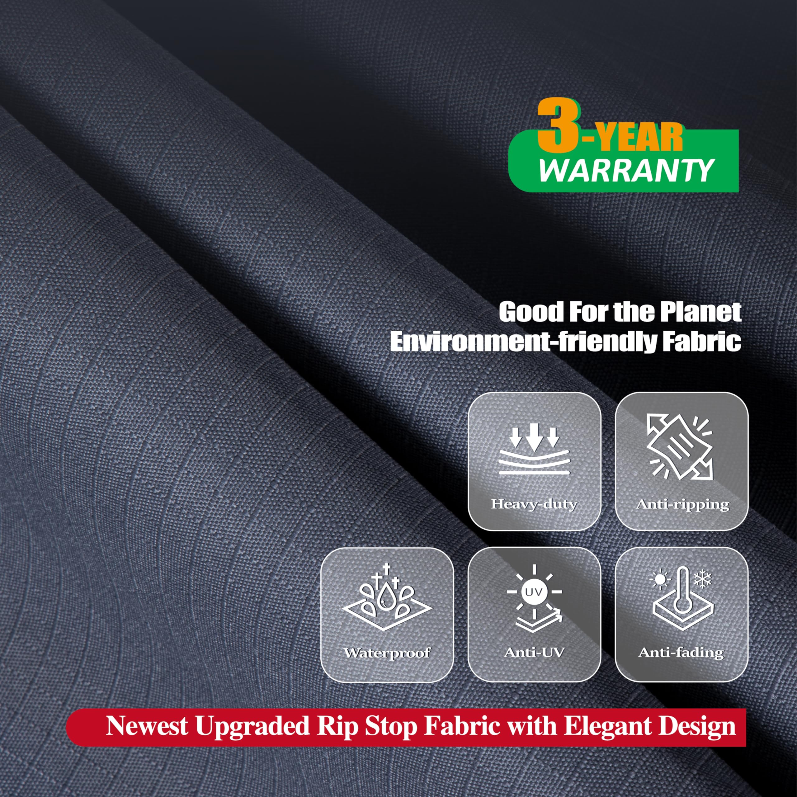 Heavy Duty Waterproof Outdoor Furniture Cover - UV & Wind Resistant, Tear Proof Patio Chair Cover for All Weather Protection, Grey, 96