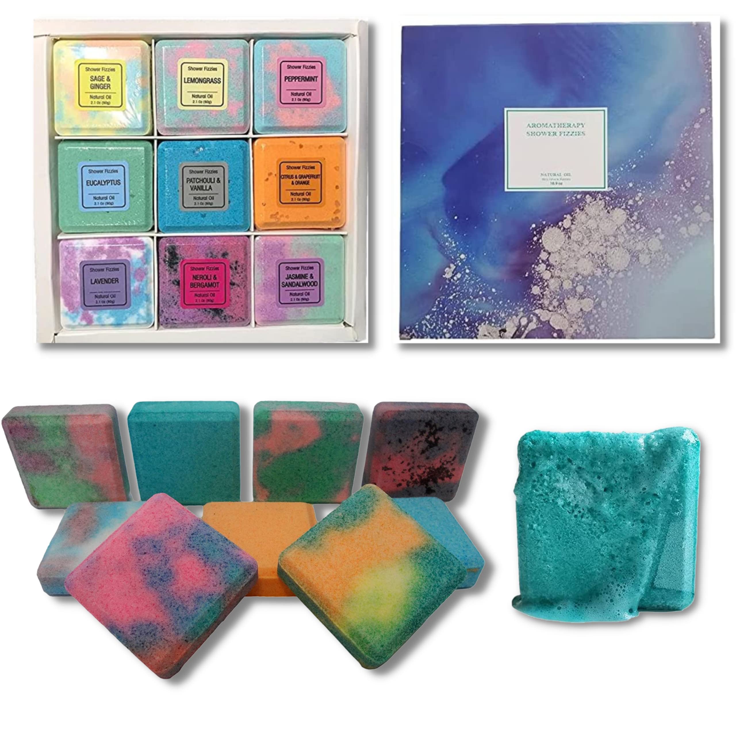 Relaxing Aromatherapy Shower Steamers Variety Pack - 9 Essential Oil Infused Bath Bombs (2 Sets) for Stress Relief & Spa Experience at Home