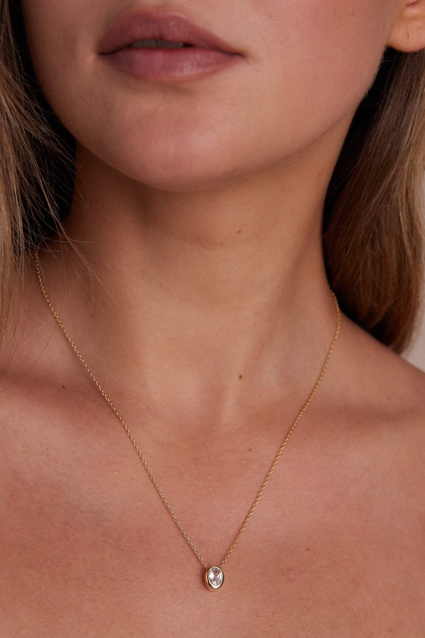 April Topaz Gold Oval Birthstone Necklace for Women - Elegant Dainty Pendant Jewelry Gift for Birthday, Anniversary & Special Occasions