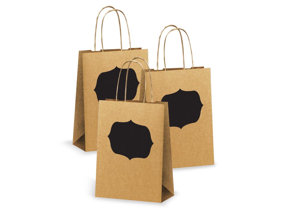Party Craft PC402B Chalk-It-Up Kraft Gift Bags & Treat Bags - Perfect for Birthday Parties, Baby Showers, and Classroom Rewards