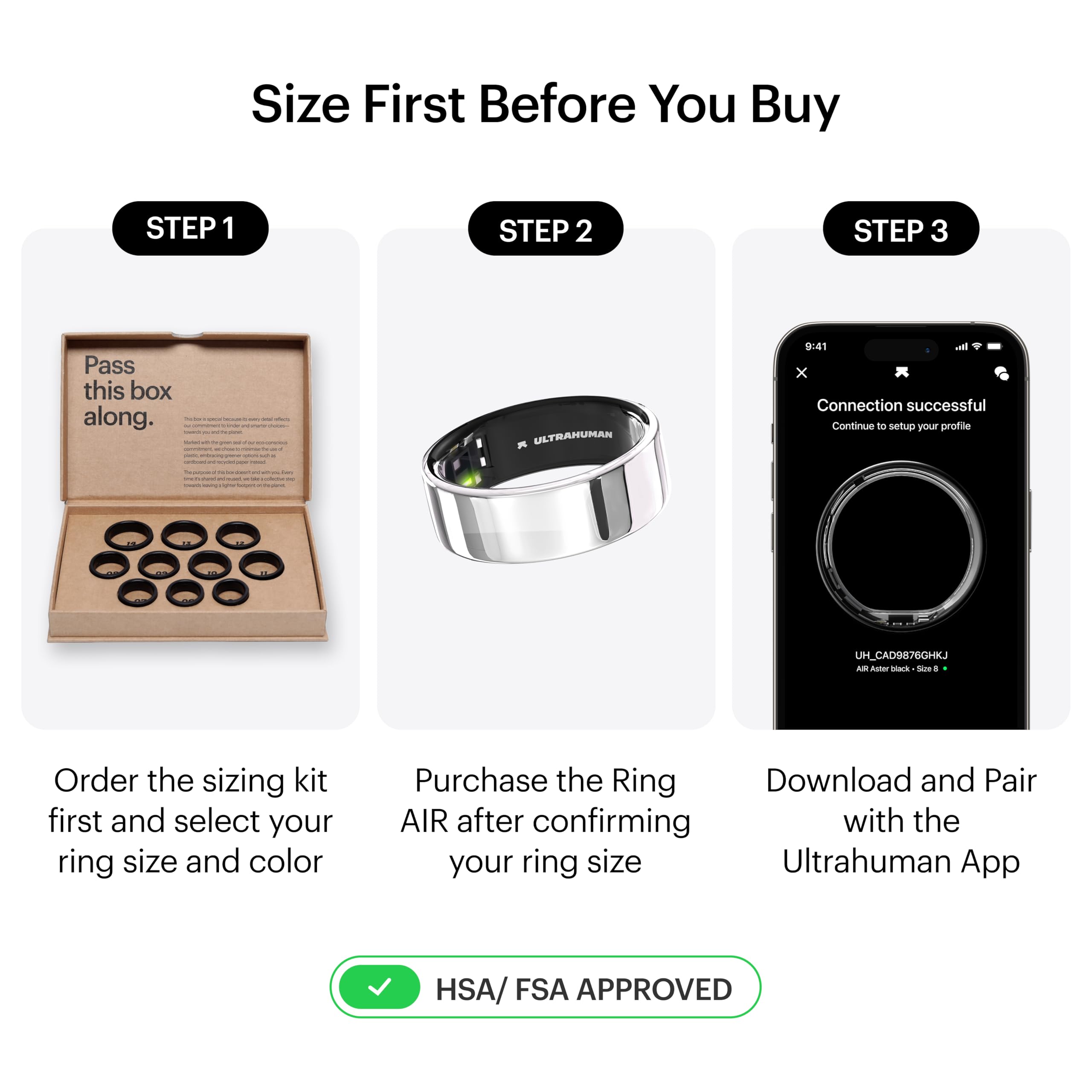 ULTRAHUMAN Ring AIR - Smart Sleep & Fitness Tracker for Women & Men | FSA-Approved Wearable for Health Monitoring
