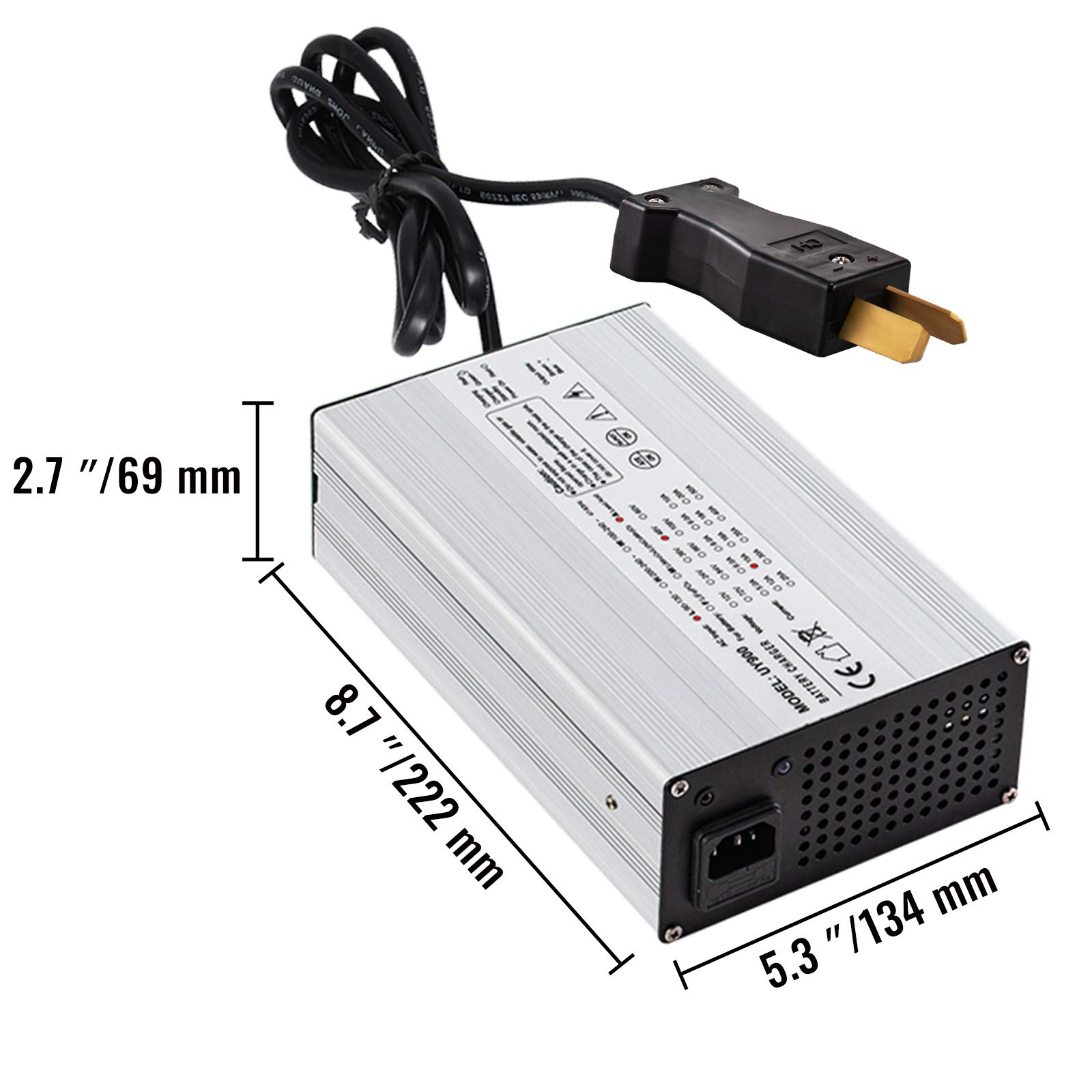 VEVOR 36V 18A Golf Cart Battery Charger for Club Car, Ez Go & Yamaha - Aluminum Shell, Splayed Plug & LED Display - Power Wise Electric Charger for Golf Carts, Utility Vehicles & Neighborhood EVs