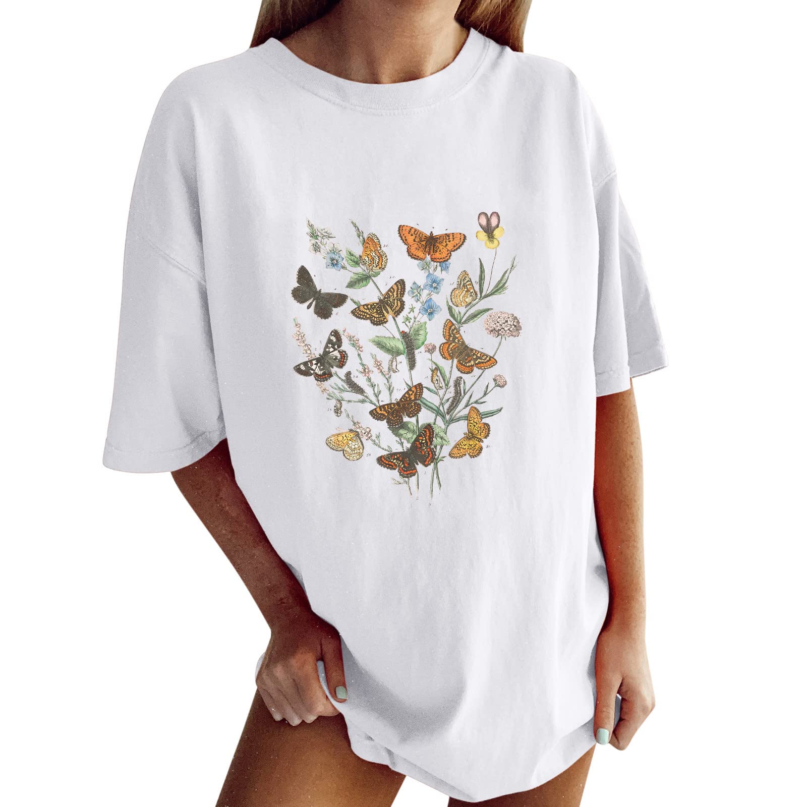 Oversized T-Shirts for Women - Casual Short Sleeve Printed Crewneck Tee Summer Tunic Tops | Comfortable Loose Fit for Lounge, Beach & Everyday Wear