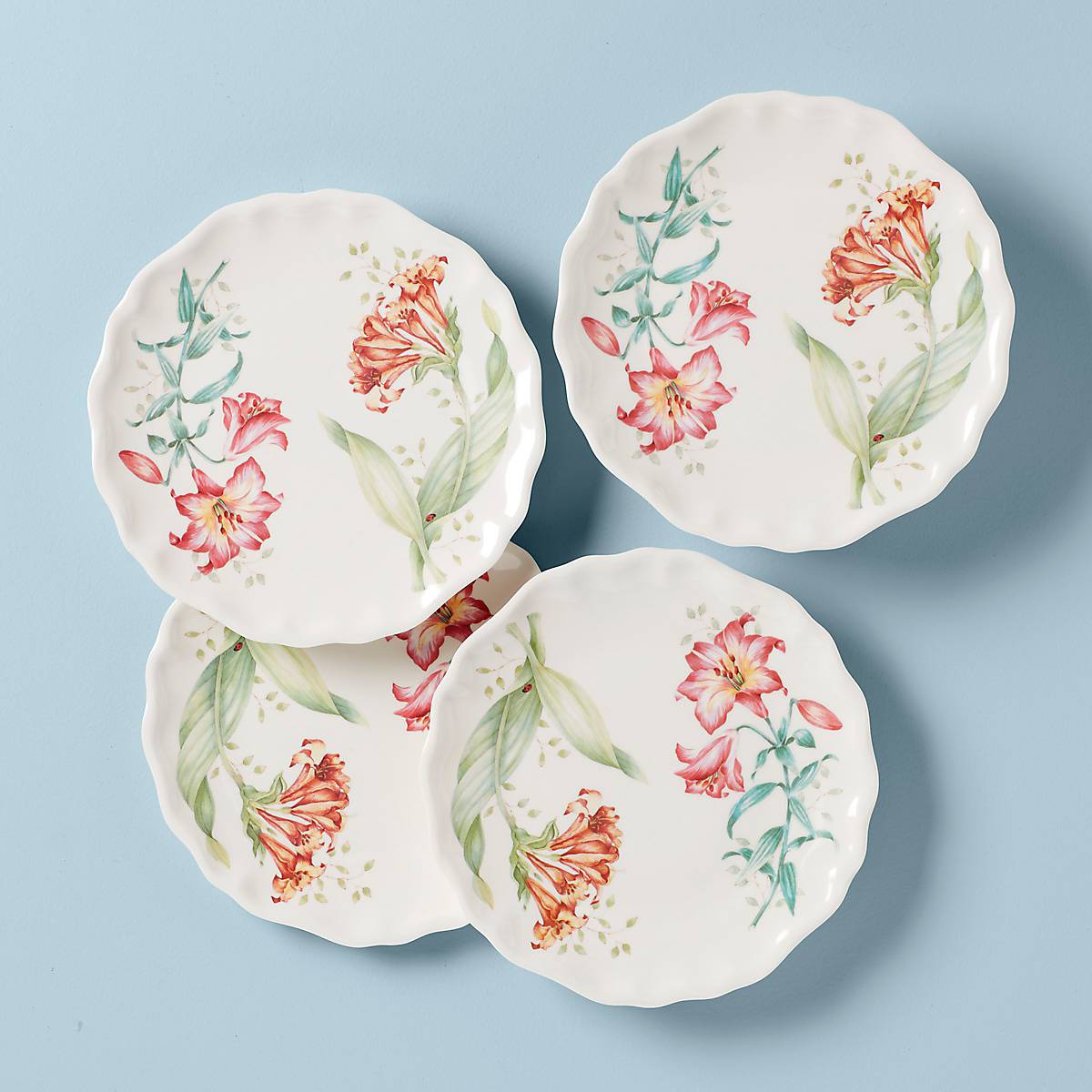 Butterfly Meadow Melamine Accent Plates - Set of 4, Colorful Dinnerware for Outdoor Picnics, Garden Parties & Casual Dining - Durable & Lightweight