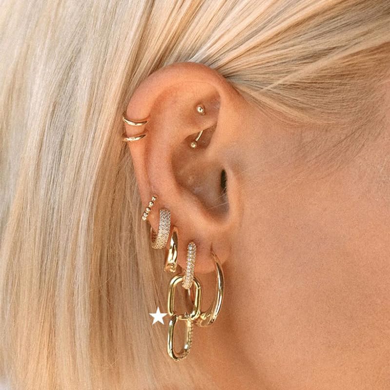 14K Gold Plated Small Huggie Hoop Earrings for Women - Hypoallergenic Lightweight Cartilage Piercing Cuff - Perfect for Everyday Wear, Date Nights & Special Occasions