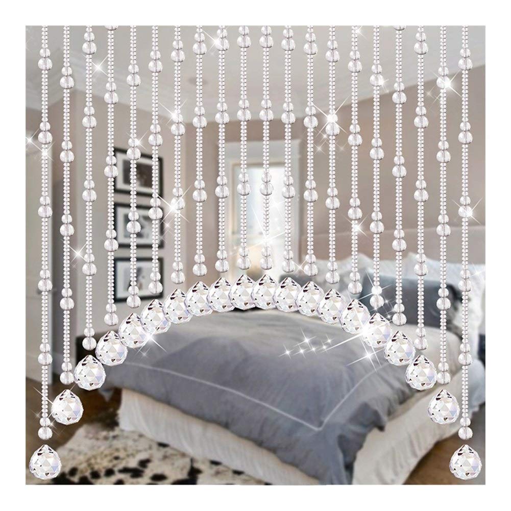QLIGHA Crystal Beaded Curtain - Elegant Arched Door String Curtains for Porch, Living Room & Bedroom | Home Decoration Screen Divider with Hanging Beads | Perfect for Wedding, Boho Decor & Room Partition