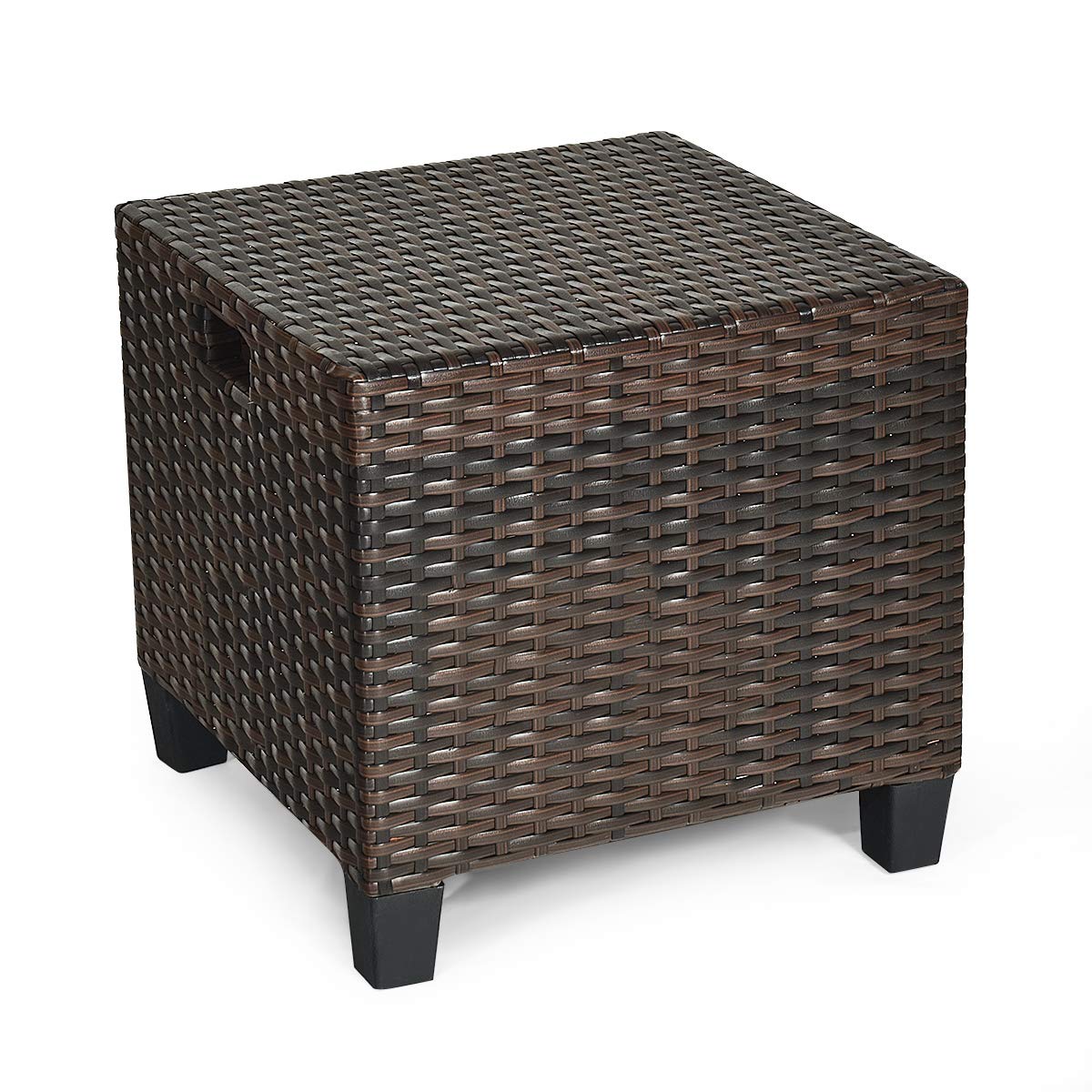 2-Piece Outdoor Rattan Ottoman Set with Removable Cushions - Patio Footrest & Wicker Stool for Garden, Deck, and Poolside Relaxation