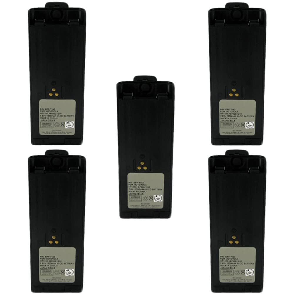 Synergy Digital 2-Way Radio Rechargeable Ni-CD Battery Pack - 7.5V 1200mAh Replacement for Motorola NTN7144 & NTN7143A Walkie Talkies - 5-Pack Combo for Long-Lasting Communication in Construction, Security & Outdoor Adventures