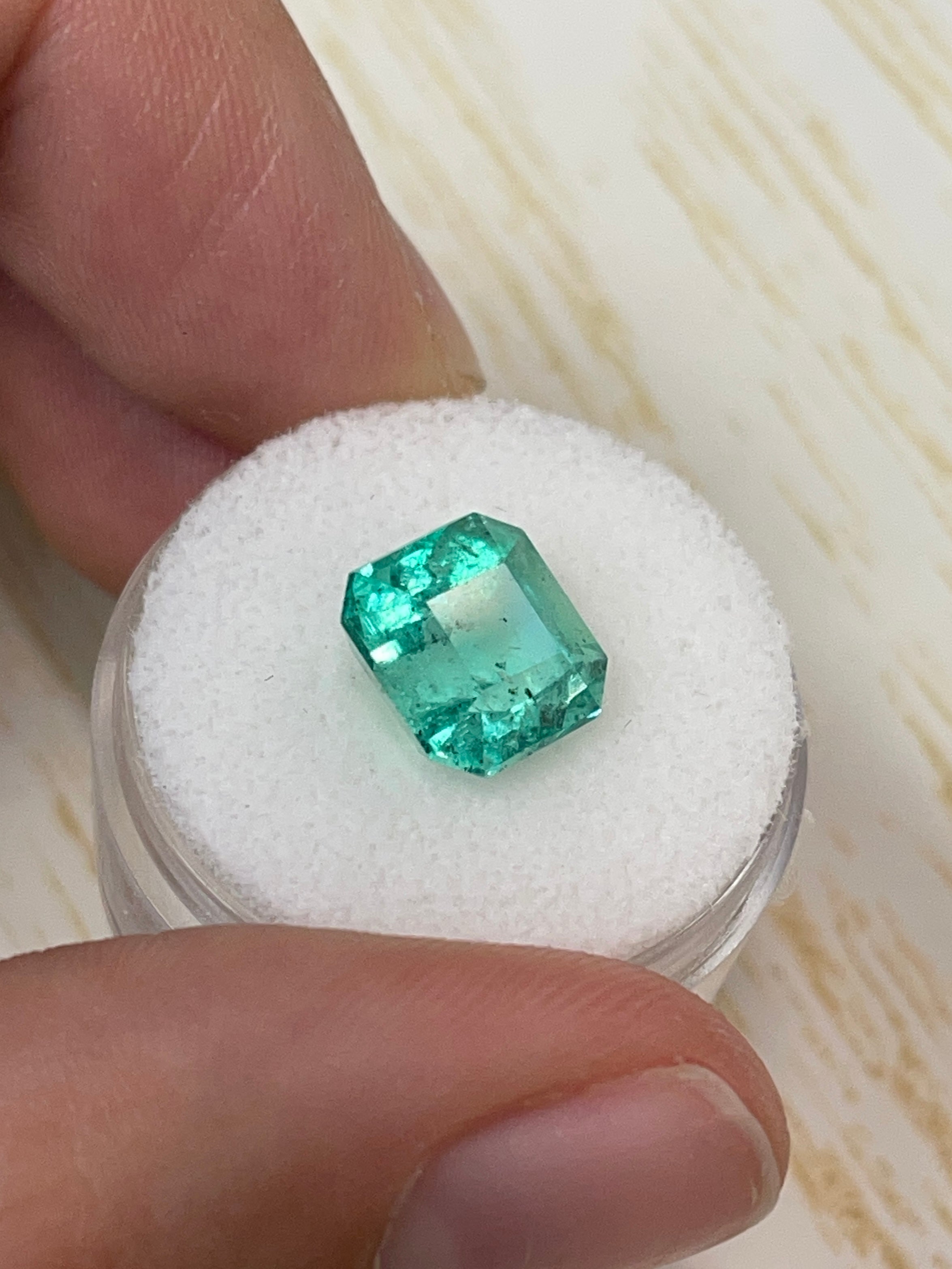 4.69 Carat 10x10mm Natural Colombian Loose Emerald Gemstone - Asscher Cut with Clipped Corners for Jewelry Making, Engagement Rings & Luxury Gifts