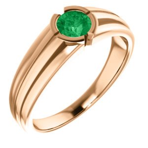 14KT Gold 0.42 Carat Emerald Solitaire Ring for Men - Elegant Bezel Set Wedding Band, Anniversary Gift, or Special Occasion Jewelry