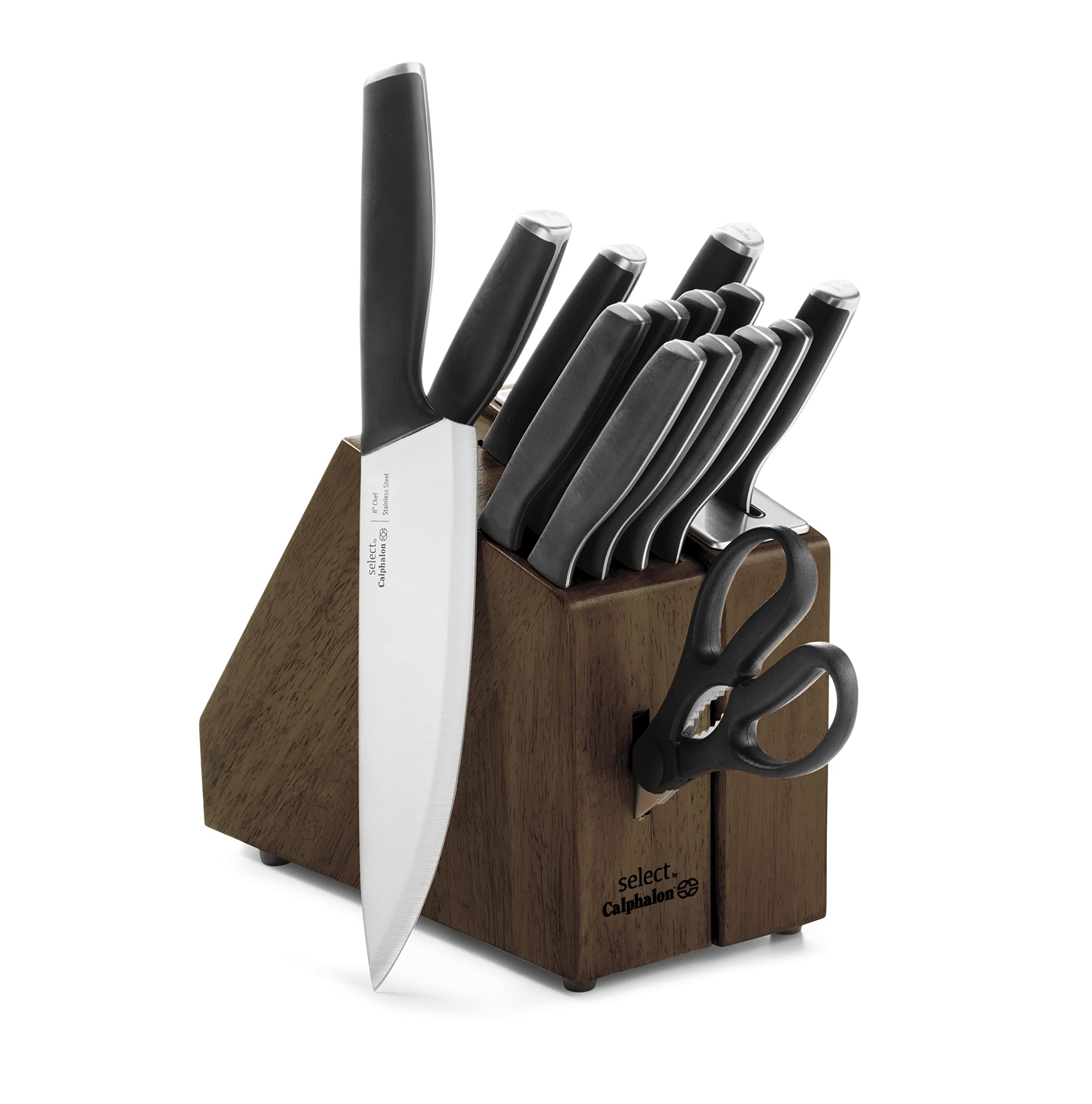 Calphalon Self-Sharpening Knife Set with Block - 12-Piece Premium Stainless Steel Kitchen Knives for Professional Chefs & Home Cooking - Perfect for Slicing, Dicing & Meal Prep
