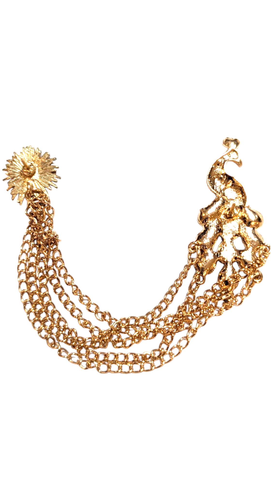 Elegant Gold Peacock Lapel Pin Brooch - DPLPPC2 for Women's Formal Attire, Weddings & Special Occasions