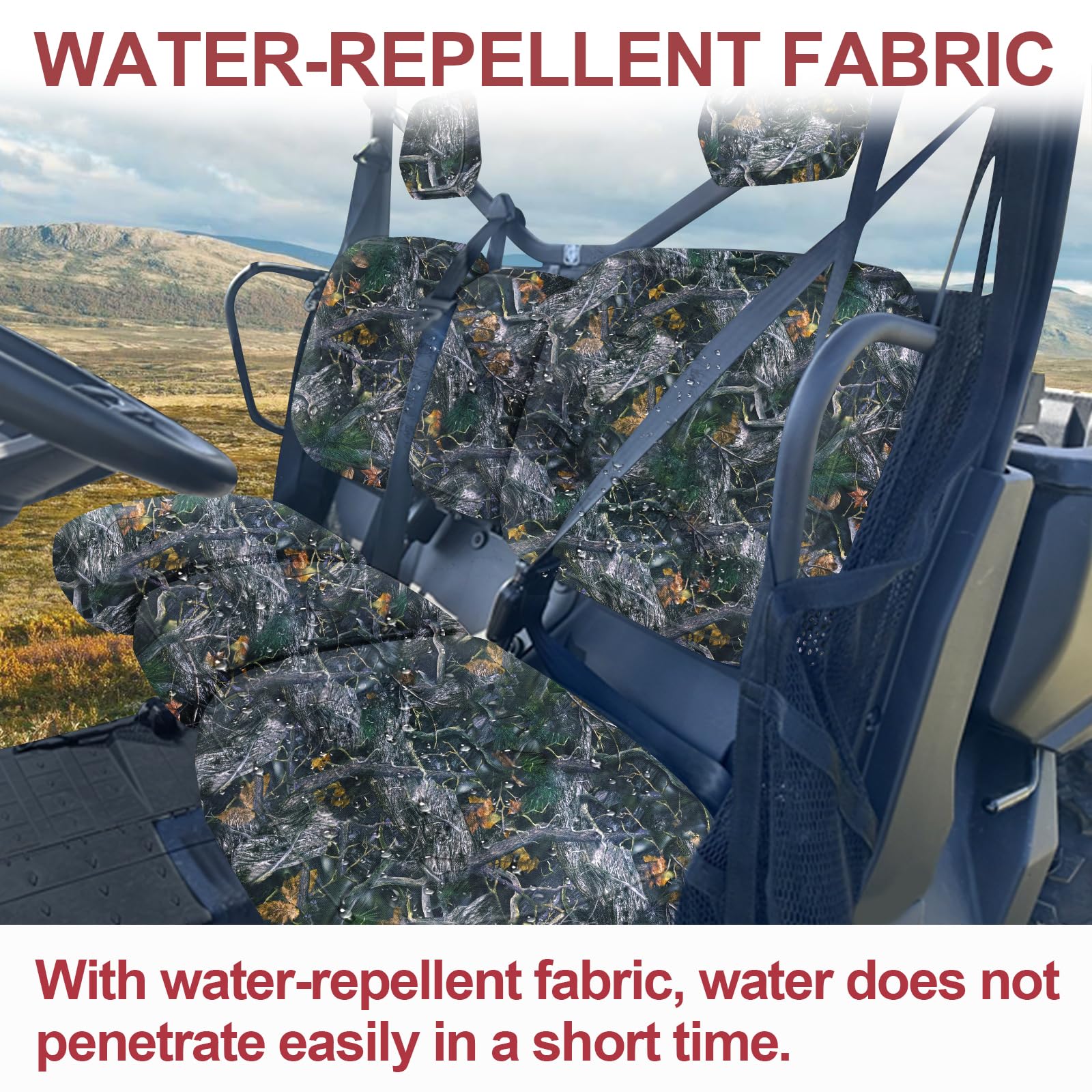 StarknightMT Camo Waterproof Dustproof UTV Seat Cover for Can Am Defender DPS MAX 6X6 PRO (2016-2025) | Split Bench Design | Durable Defender Accessories | Perfect for Off-Roading, Hunting & Outdoor Adventures