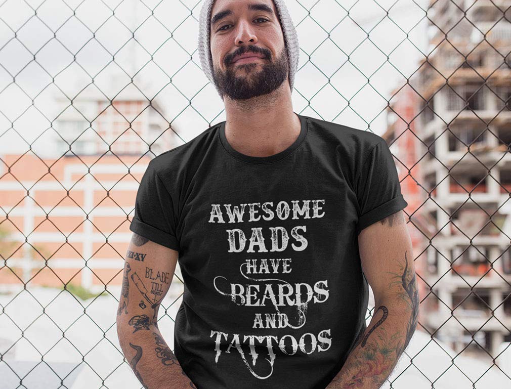 Father and Son/Daughter Matching T-Shirts Set with Beards & Tattoos Design - Perfect for Father's Day Gifts, Family Outfits and Photo Shoots