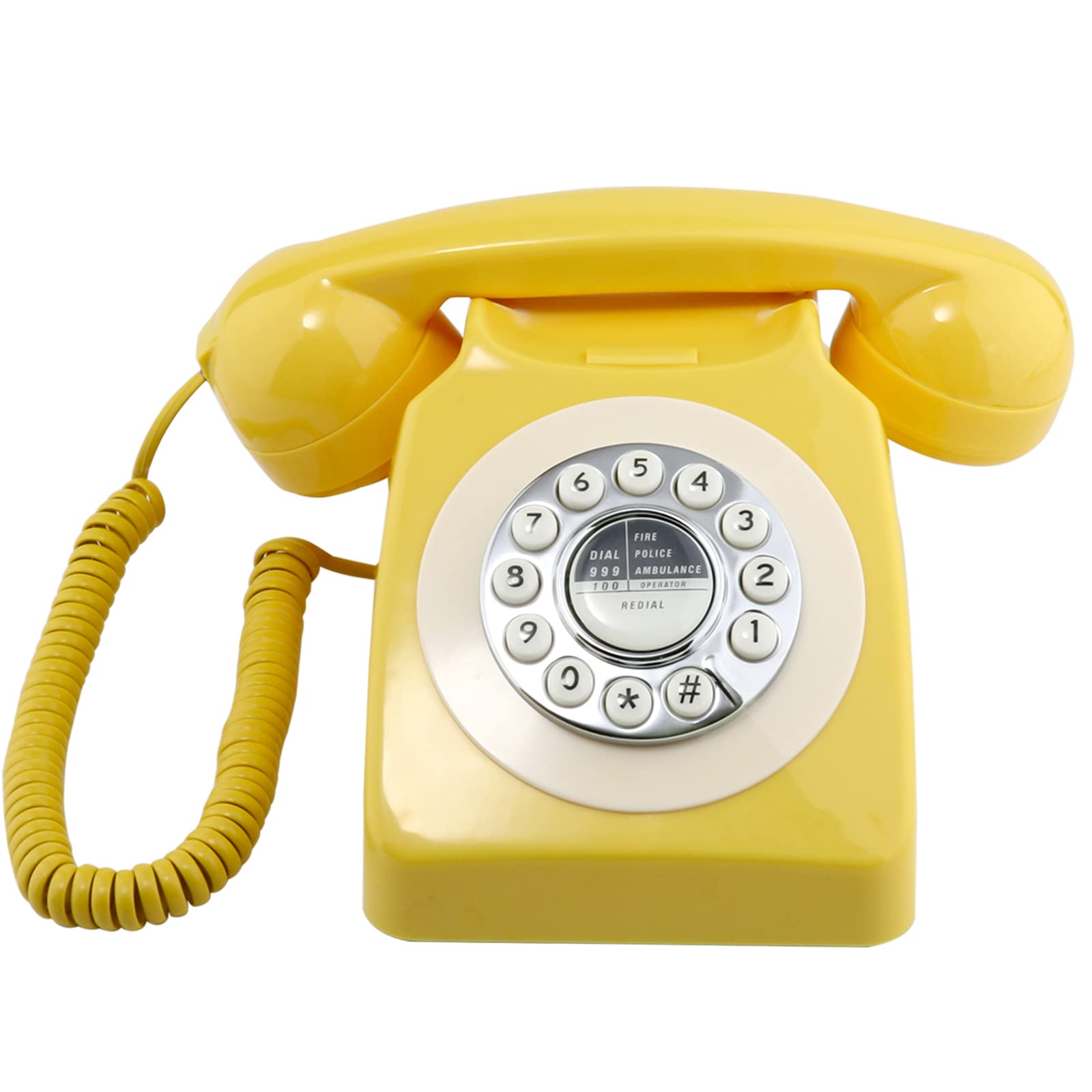 Vintage Retro Landline Telephone - Classic Corded Desk Phone with Redial Function | Old Fashioned Rotary Dial Button Design for Home & Office Decor | Perfect for Nostalgic Decor, Film Props, and Vintage-Themed Spaces