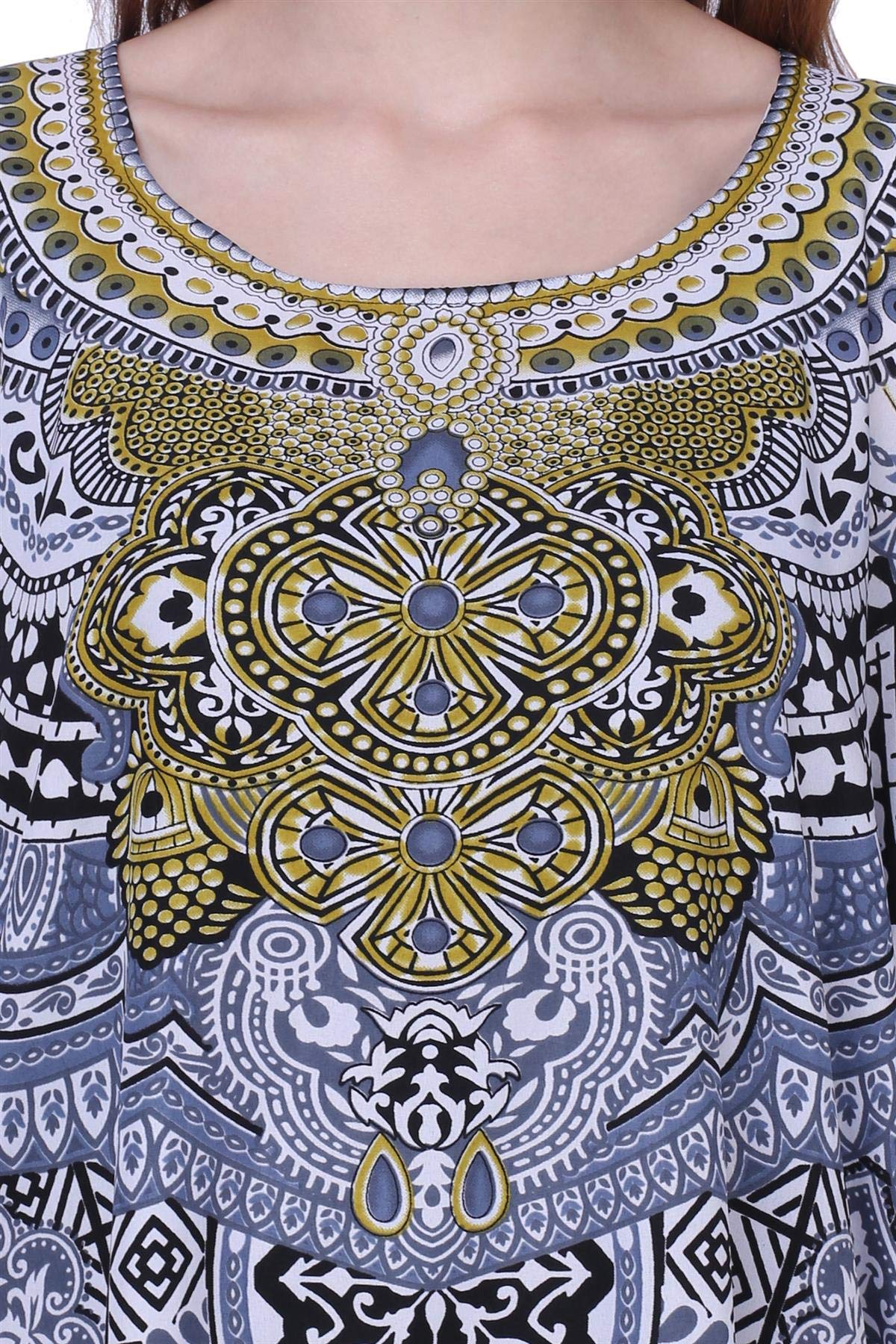 Miss Lavish London Women's Kaftan Tunic Kimono Maxi Dress - Flowy Summer Beach Cover Up Dress for Women, Plus Size Boho Chic Outfit - Perfect for Vacations, Pool Parties & Resort Wear