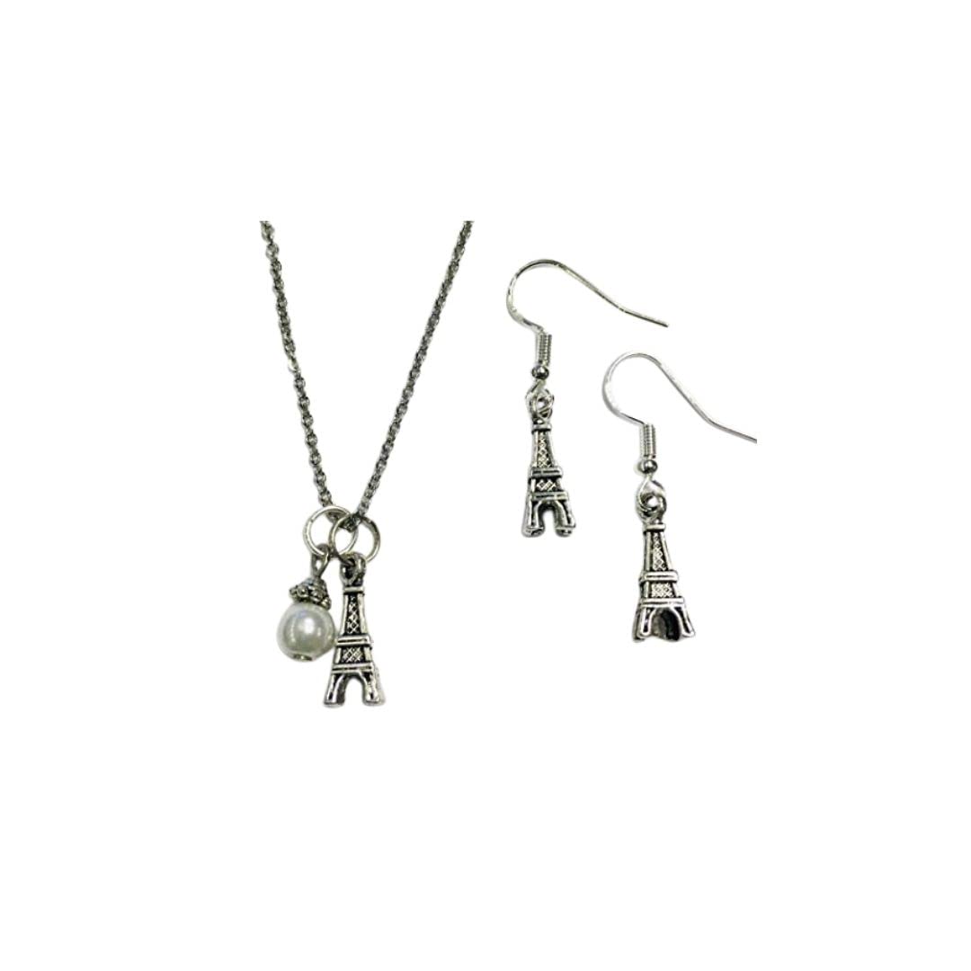 Elegant Eiffel Tower Parisian Jewelry Set - Necklace & Earrings for Women | Perfect Gift for Travel Lovers, Anniversary & Romantic Occasions