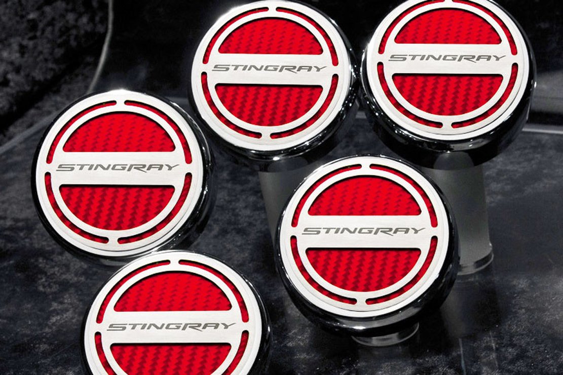 American Car Craft Yellow Carbon Fiber Cap Cover Set - 5pc for Stingray