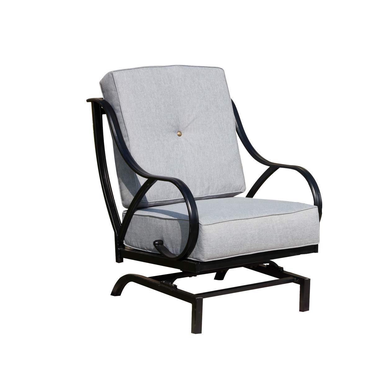 LOKATSE HOME Outdoor Patio Bistro Chair - Wrought Iron Dining Chair with Cushion, Grey - Perfect for Garden, Balcony, Cafe and Restaurant Seating