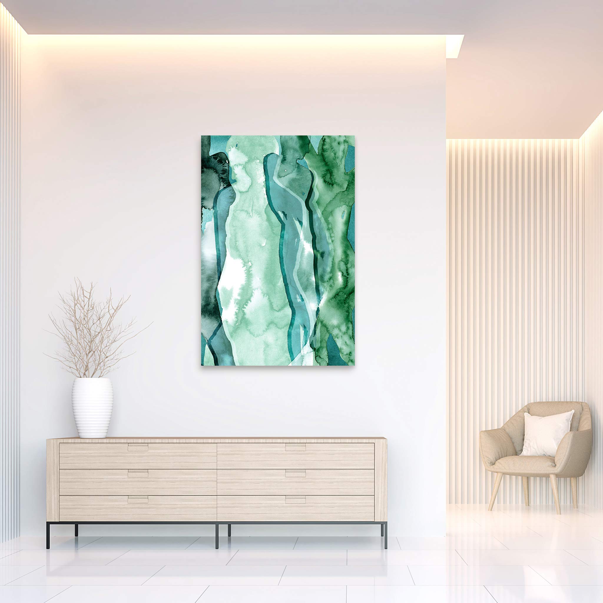 Empire Art Direct Floating Glass Wall Art - Frameless Tempered Glass Panel for Women's Decor, 48x32 Inches, Ready to Hang - Perfect for Living Room, Bedroom & Office Decor