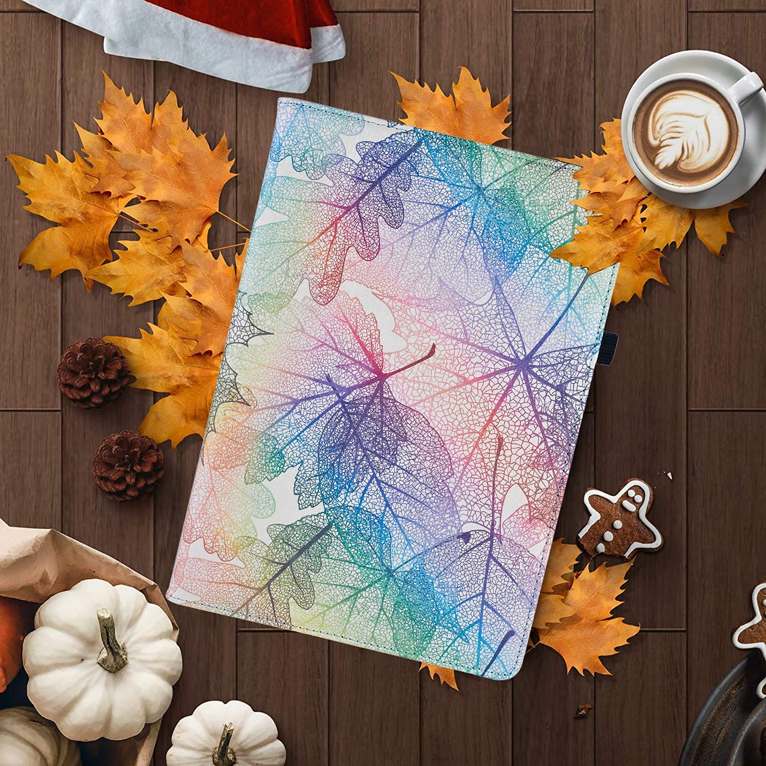 Premium 360° Rotating Multi-Angle Stand Case for iPad 9.7 5th/6th Gen (2017/2018), iPad Air 2 & Air 1 - Auto Sleep/Wake, Durable Folio Cover with Colorful Leaves Design - Perfect for Work, Study & Entertainment