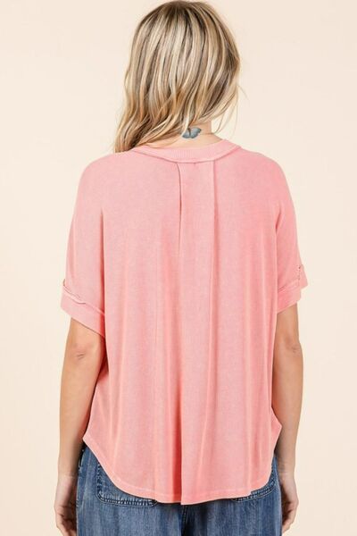 Mineral Wash Henley Short Sleeve Waffle Knit Top for Men - Casual Breathable Shirt with Button Placket - Perfect for Summer Outings, Beach Trips and Weekend Relaxation