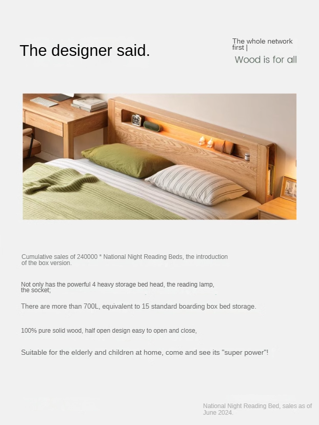 Premium Oak Solid Wood Luminous Box Bed - Durable Nightstand with Glow-in-the-Dark Features for Bedroom, Guest Room, and Kids Room Decor