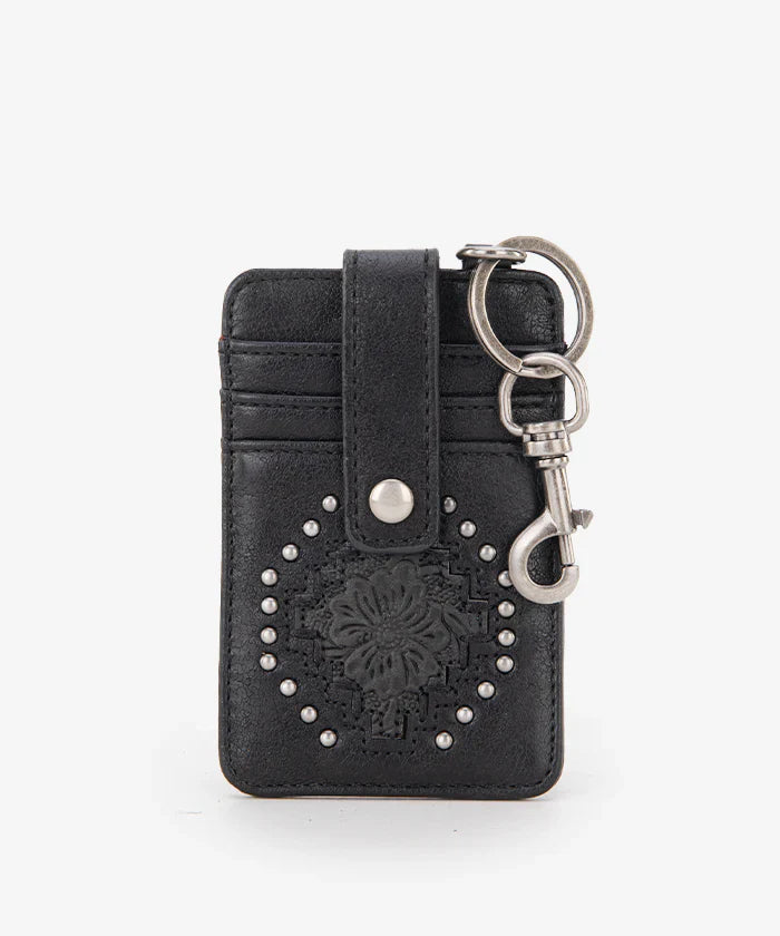 Montana West Genuine Leather Tooled Studded Card Holder - Slim Wallet for Credit Cards & ID - Perfect for Travel, Everyday Use & Gifts