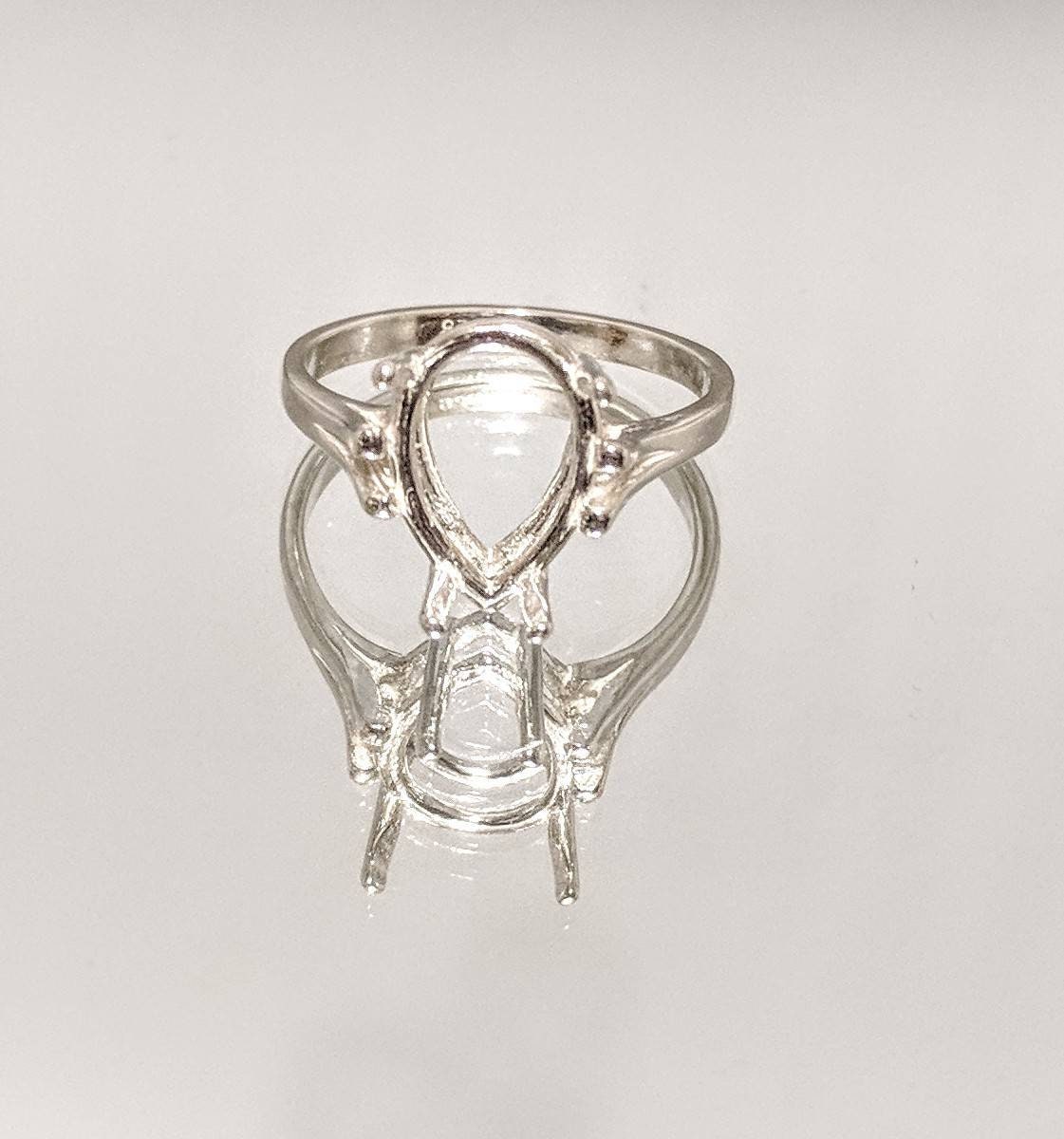 Sterling Silver Pear Shaped 7x5mm 4-Prong Ring Setting - Sizes 5,6,7,8 - Perfect for Engagement Rings, Wedding Bands & Jewelry Making