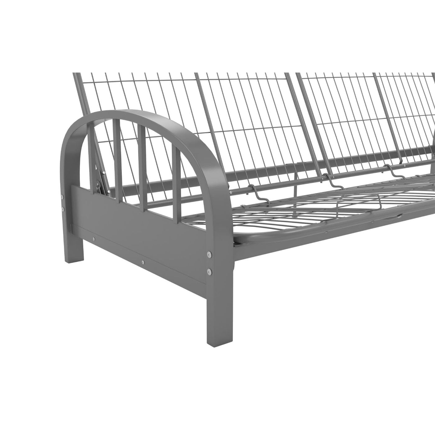 DHP Aiden Full Size Metal Futon Frame in Silver - Space Saving Convertible Sofa Bed for Small Apartments, Guest Rooms & Dorm Living