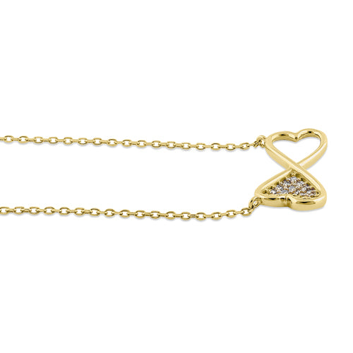 14K Yellow Gold Double Heart Diamond Necklace for Women - Dainty & Elegant Jewelry Gift for Anniversary, Valentine's Day, or Special Occasions