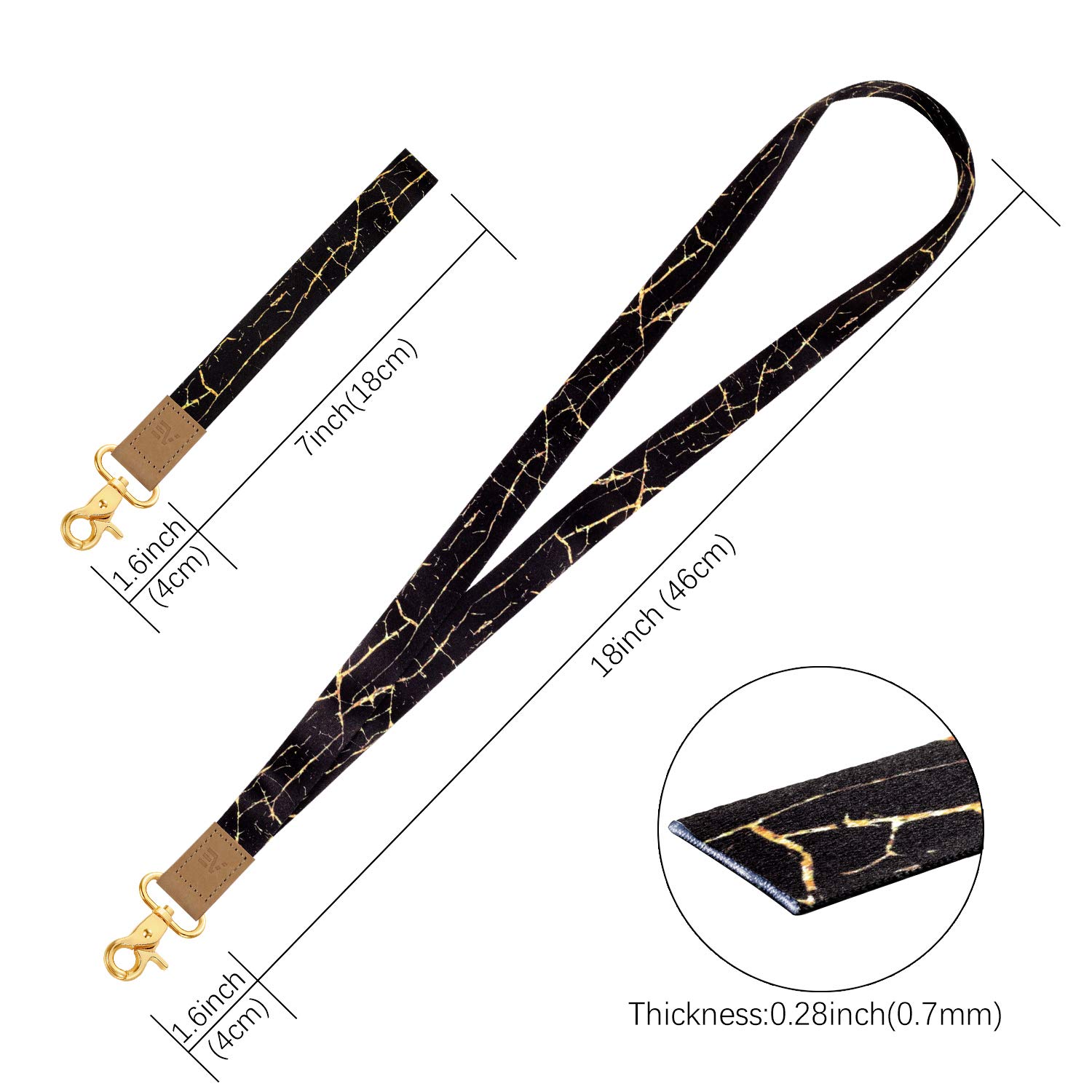 EcoVision 2-Pack Wrist & Neck Lanyards for ID Badges - Adjustable Keychain Holder for Car Keys, Work IDs & Access Cards - Unisex Design for Men & Women - Perfect for Office, School, Events & Travel