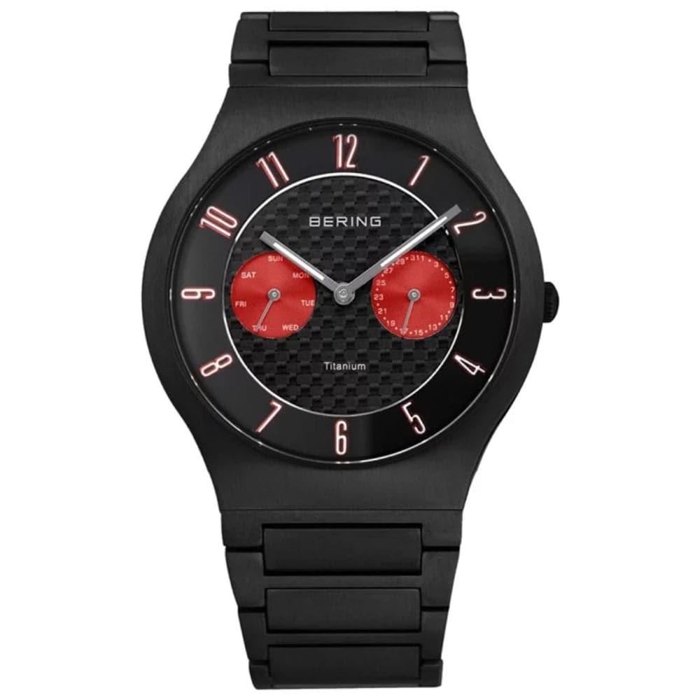 BERING Titanium 11939-729 Black Stainless Steel Men's Watch - Luxury Waterproof Chronograph for Business, Formal & Everyday Wear