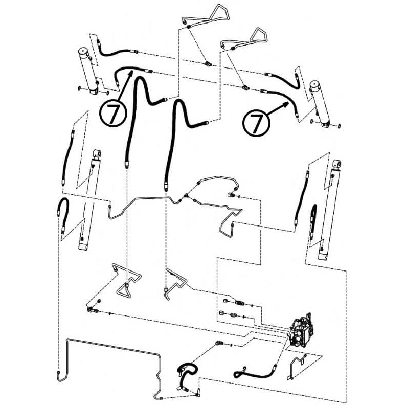 Bobcat S175 & S185 Loader Tilt Cylinder Hose Kit with Type 2 Rod Ends #7 - Heavy-Duty Replacement for Construction & Landscaping Equipment