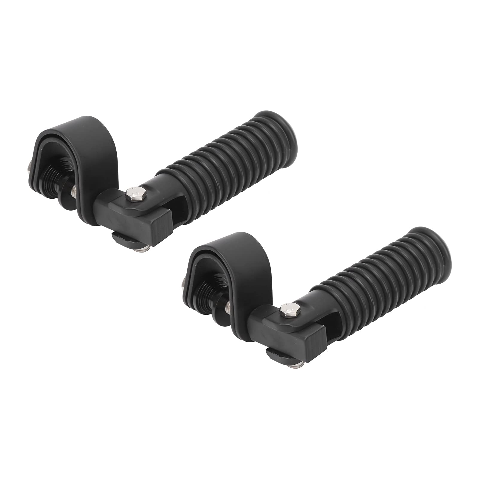 Black Motorcycle Foot Pegs for 1in Crash Bars - 25mm Footrest Mount Replacement with Heavy-Duty Clamp - Perfect for Highway Riding & Engine Guard Protection
