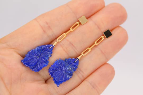 Belity AAA Lapis Lazuli Gold Filled Earrings - Hand Carved Gemstone Dangle Earrings for Women | Perfect Christmas Gift, Anniversary Present, Wife Gift | Great for Parties, Weddings & Special Occasions