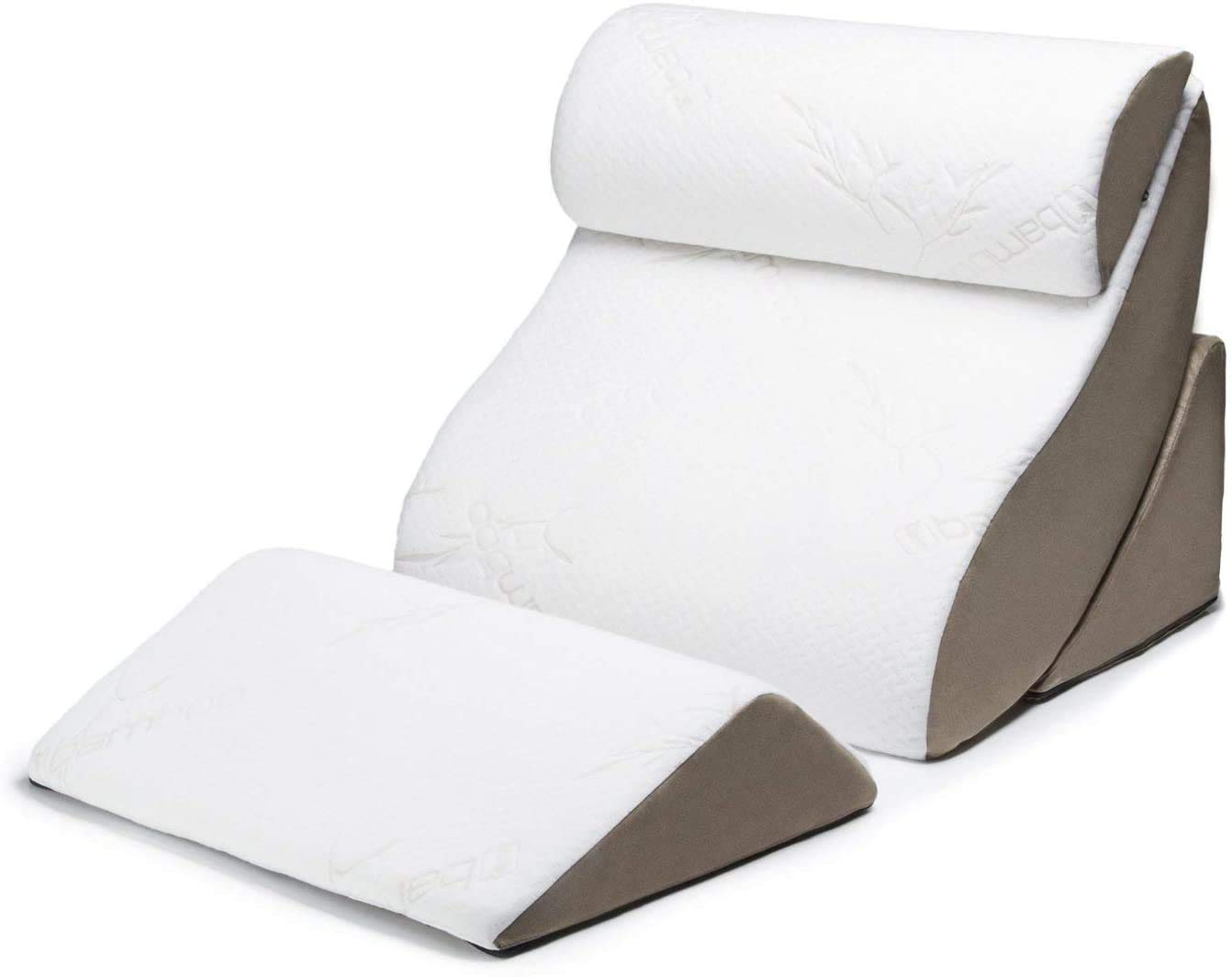 Avana Kind Bed 4-Piece Foam Bed Wedge System with Cooling Gel Infused Memory Foam & Bamboo Rayon Cover - Ideal for Back Pain Relief, Acid Reflux, Reading in Bed and Post-Surgery Recovery