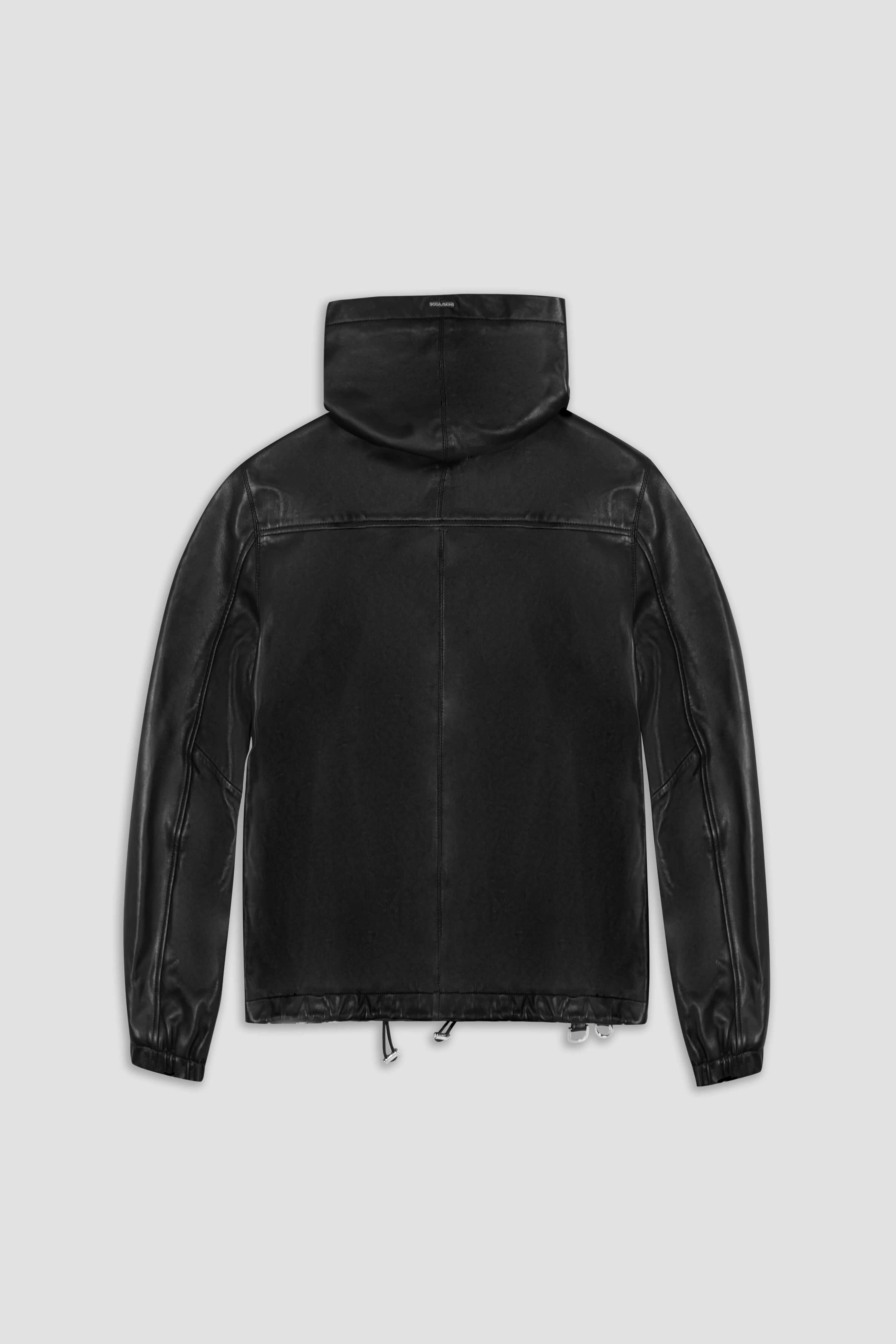 Women's Leather Zip-Up Hoodie Jacket - Stylish & Warm Outerwear for Casual Wear, Fall & Winter Fashion