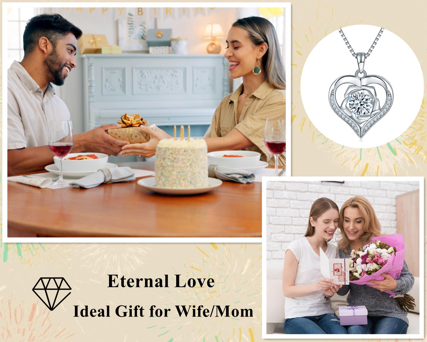 1-2 Carat Moissanite Heart Pendant Necklace for Women - 925 Sterling Silver Anniversary & Birthday Jewelry Gift for Wife, Girlfriend, Her - Perfect for Valentine's Day, Wedding, Engagement & Romantic Occasions