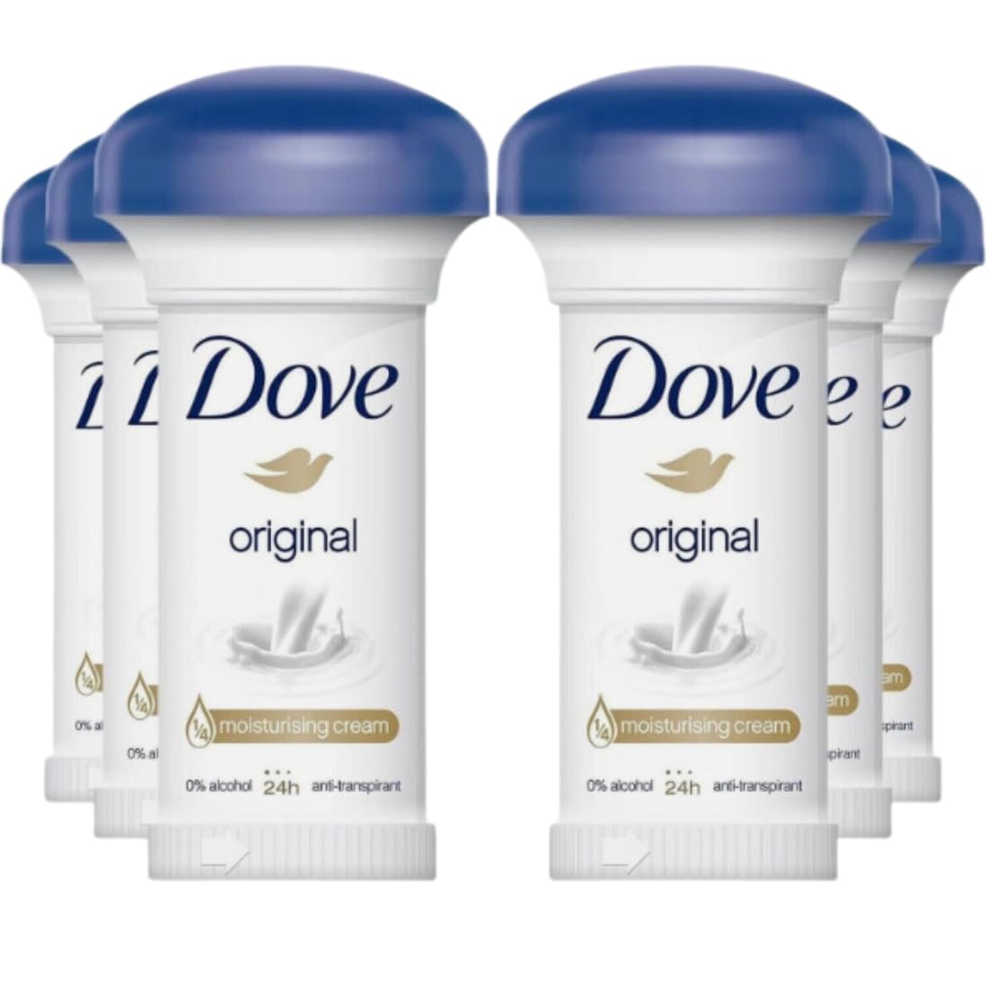 Dove Deodorant Stick for Women & Men - Original Scent, 50ml (Pack of 6) | 24-Hour Odor Protection, Moisturizing Cream Formula | Gym, Work & Daily Freshness