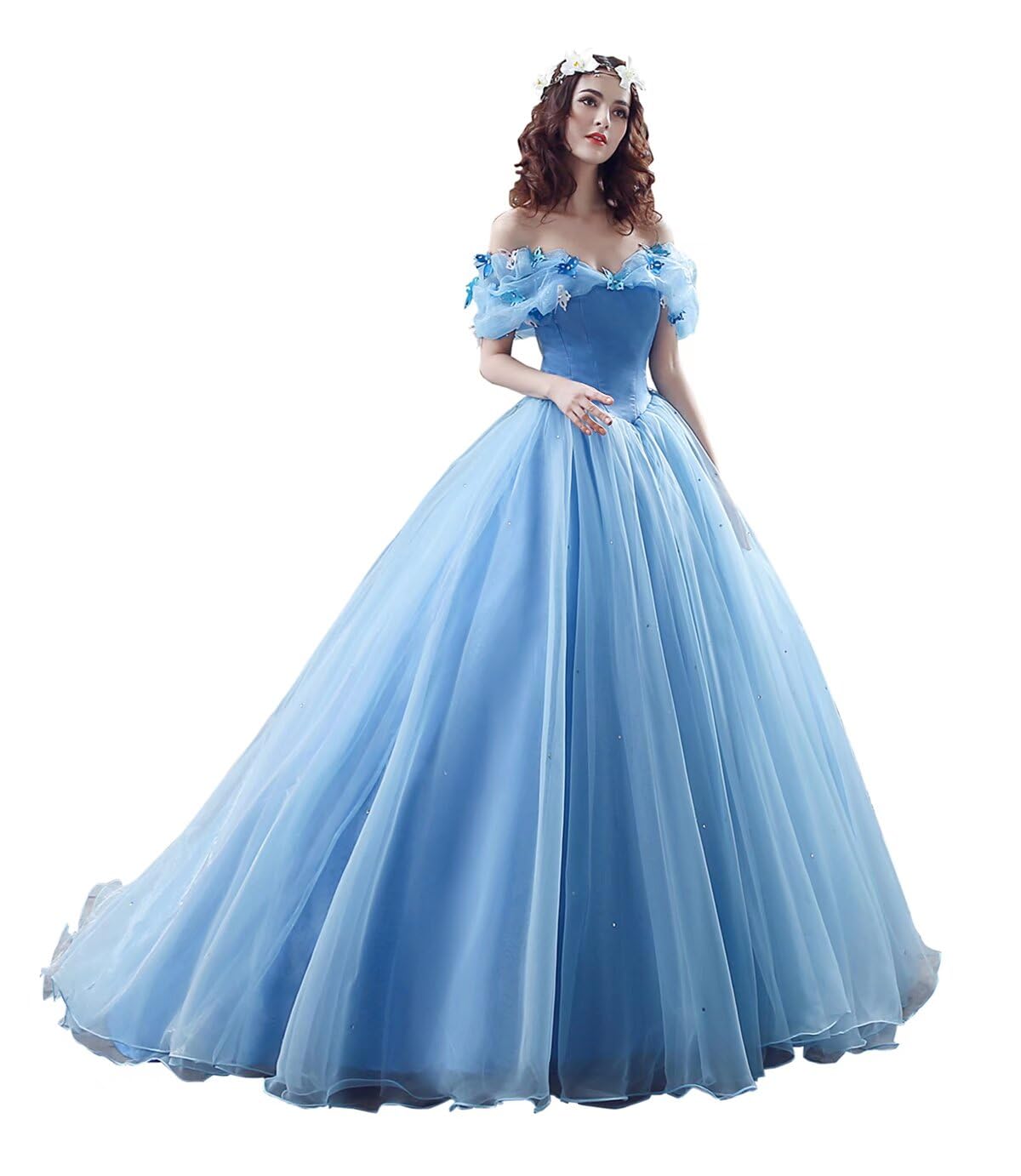 Elegant Off Shoulder Cinderella Quinceanera Dress for Women - Long Sweet 16 Prom Ball Gown for Formal Dances, Weddings & Special Occasions