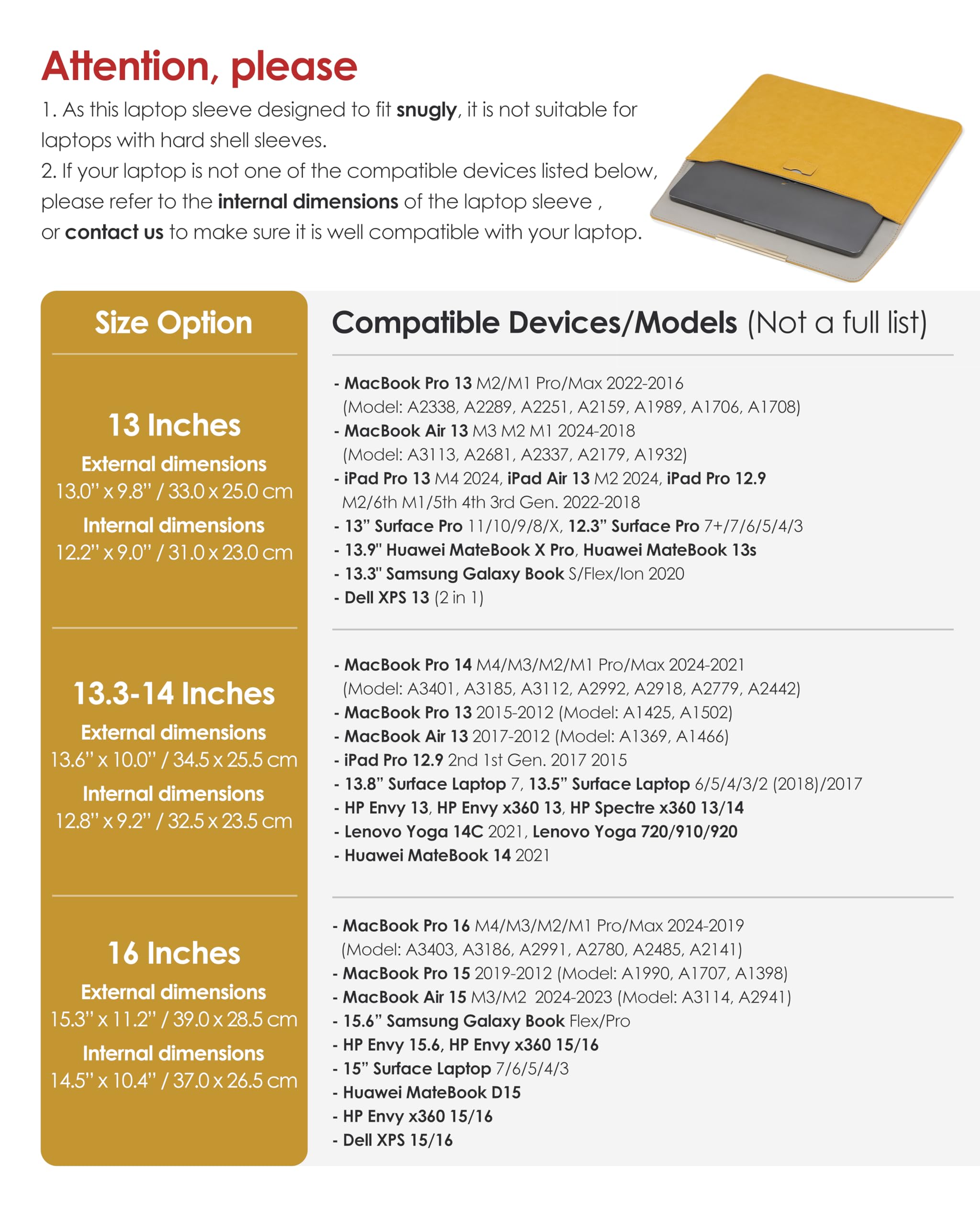 GAOCHY 13 Inch Laptop Sleeve with Stand - Protective Case for MacBook Air 13, MacBook Pro 13, Dell XPS 13 & Surface Pro 13 - Includes Accessory Pouch in Yellow - Perfect for Work, Travel & School