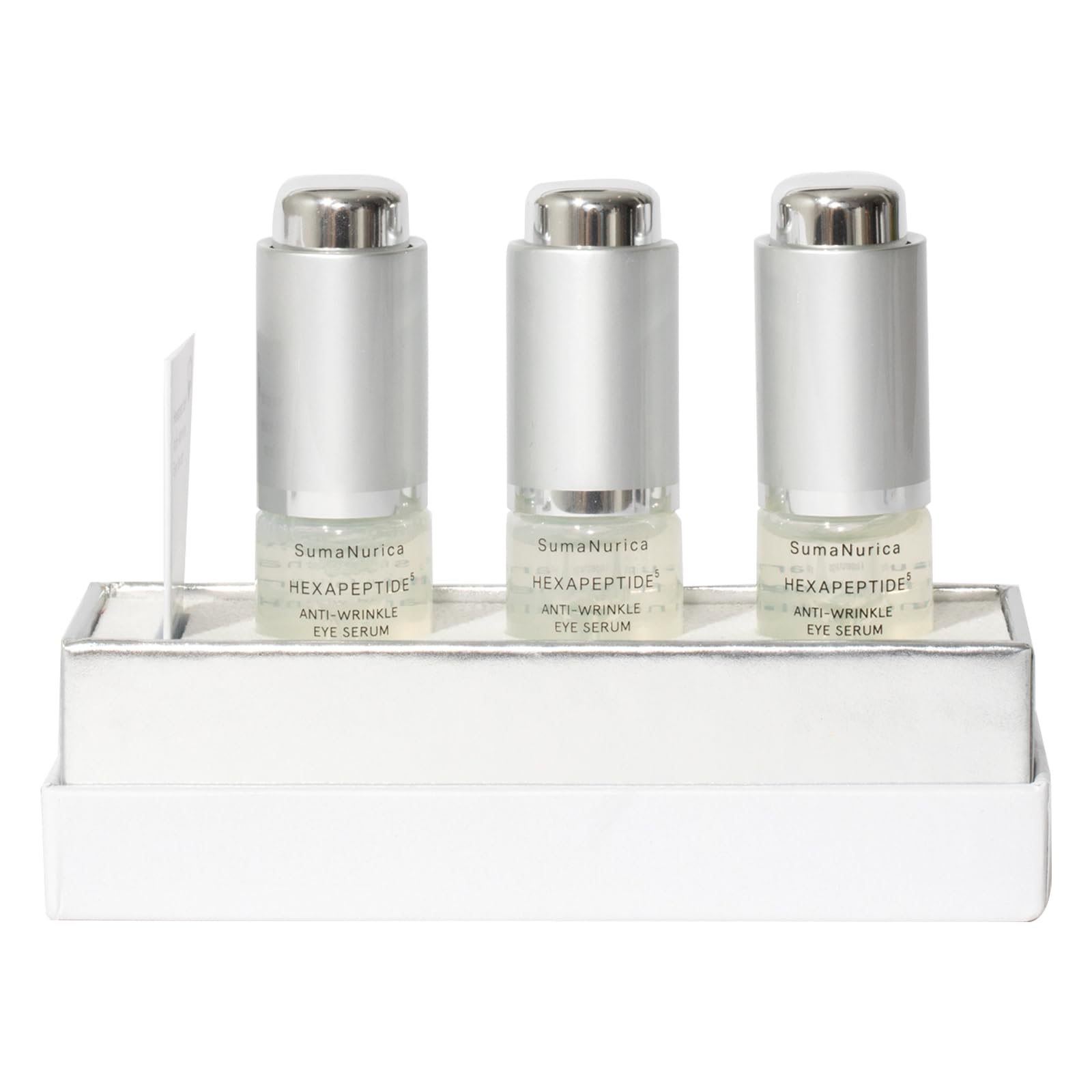 Hexapeptide 5 Anti-Wrinkle Eye Serum - Vegan Anti-Aging Eye Cream for Dark Circles, Puffiness & Wrinkles - Boosts Collagen, Smooths Fine Lines - 0.3 oz (3 x 0.1 oz) - Perfect for Nighttime Skincare Routine & Travel