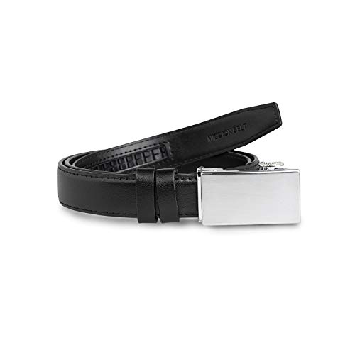 30mm Platinum Buckle & Black Leather