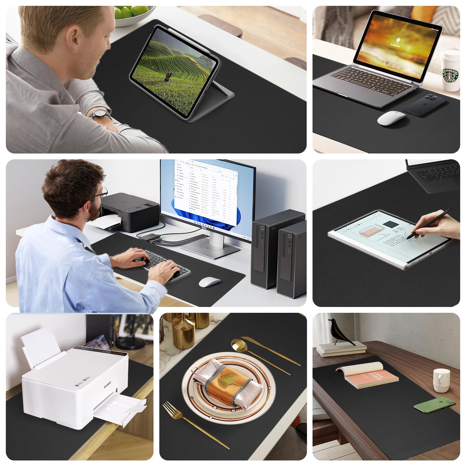 Premium PU Leather Desk Pad Protector - Non-Slip Blotter for Keyboard & Mouse - 31.5