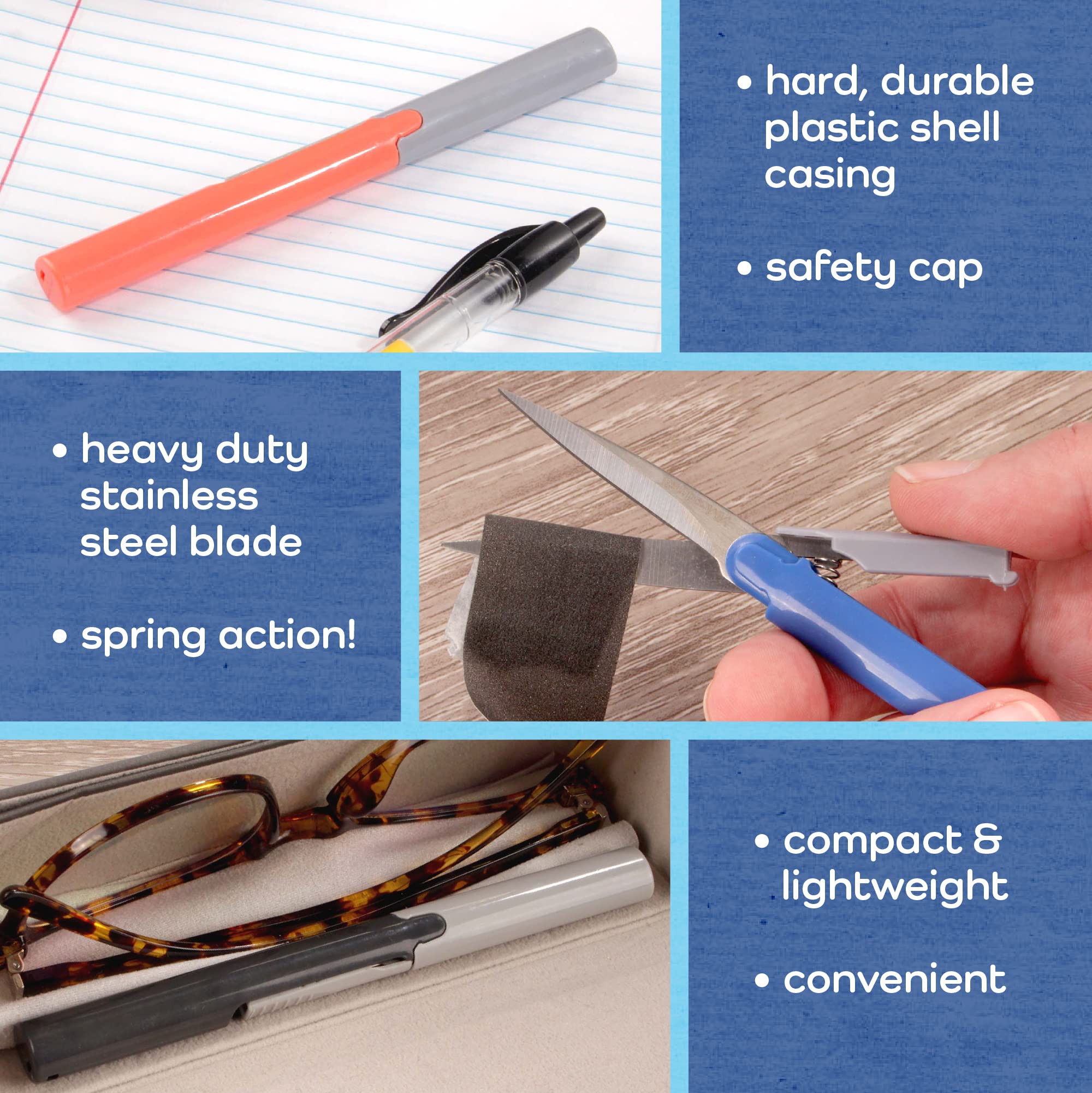 JubileeYarn Penblade Pen-Style Portable Travel Scissors - 10 Pack Charcoal - Compact & Lightweight for Knitting, Sewing, Crafts & Office Use