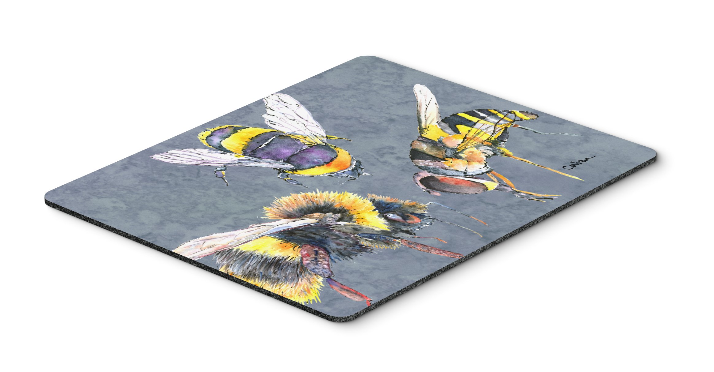 Caroline's Treasures 8879MP Bee Bees Times Three Large Washable Mouse Pad - Non-Slip Desk Mat for Home Office, Gaming, Computer & Laptop Use - Perfect Hot Pad & Trivet for Kitchen Decor